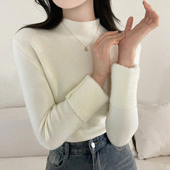 【起毛】ハーフハイネックミンクニット IVORY