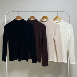 【起毛】ハーフハイネックミンクニット