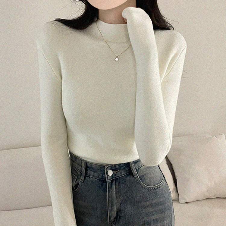 【起毛】ハーフハイネックミンクニット IVORY
