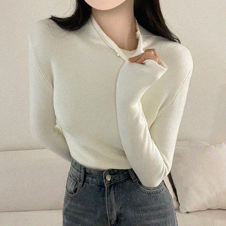 【起毛】ハーフハイネックミンクニット IVORY