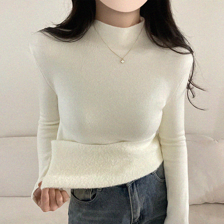 【起毛】ハーフハイネックミンクニット IVORY