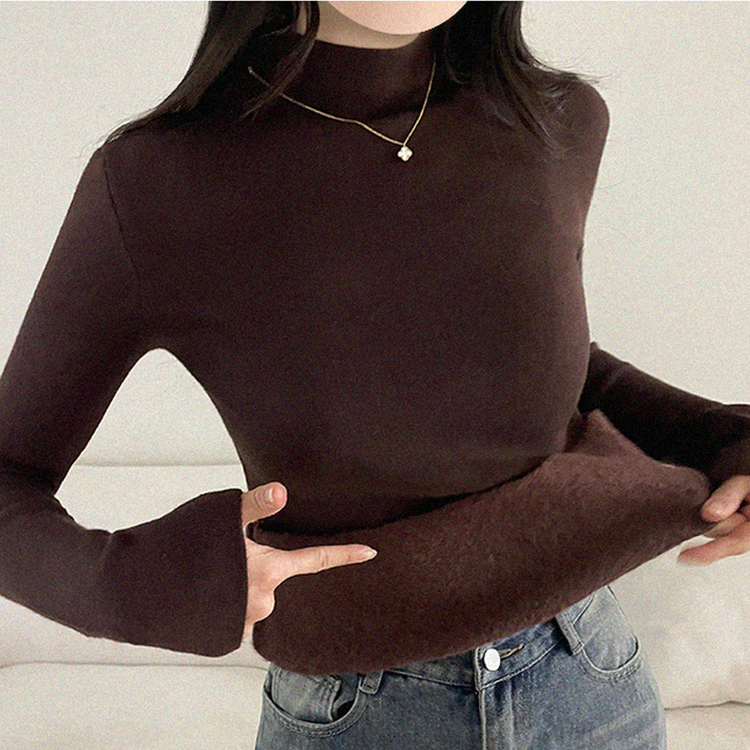 【起毛】ハーフハイネックミンクニット BROWN