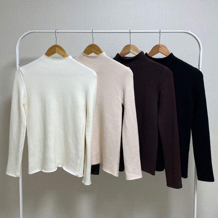 【起毛】ハーフハイネックミンクニット