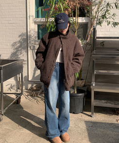 【丈別】ダブルカットハイウエストワイドデニムパンツ BLUE