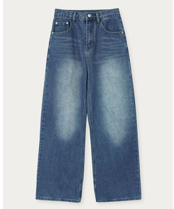 【丈別】ダブルカットハイウエストワイドデニムパンツ