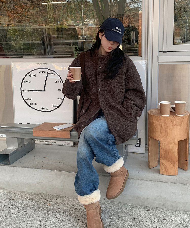 【丈別】ダブルカットハイウエストワイドデニムパンツ BLUE