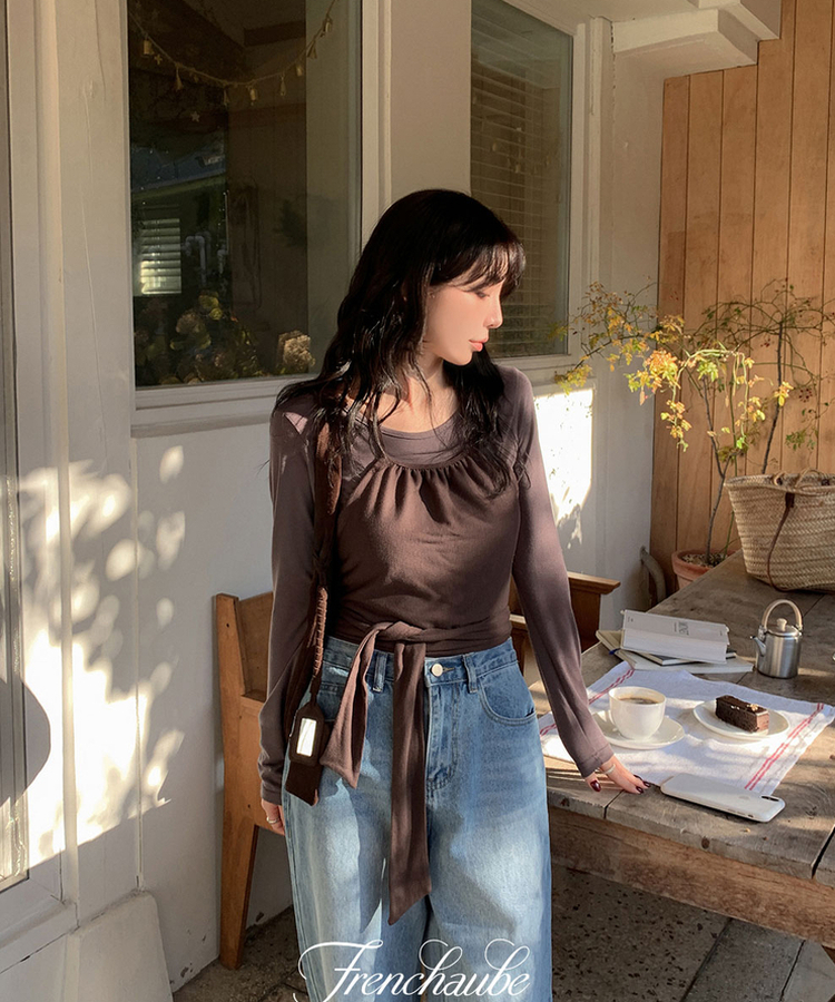 【丈別】ダブルカットハイウエストワイドデニムパンツ LIGHT BLUE