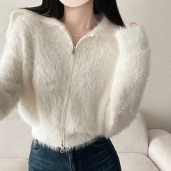 アンゴラセーラージップアップカーディガン IVORY