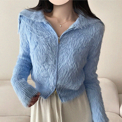 アンゴラセーラージップアップカーディガン SKY BLUE