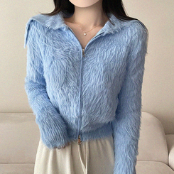 アンゴラセーラージップアップカーディガン SKY BLUE