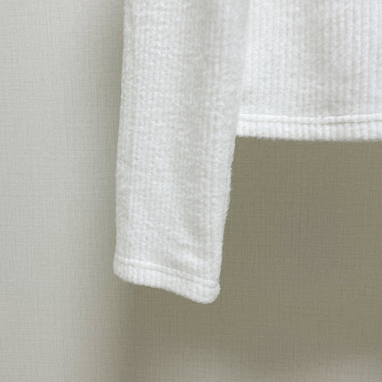 【起毛】リブオフショルダーふんわりニット