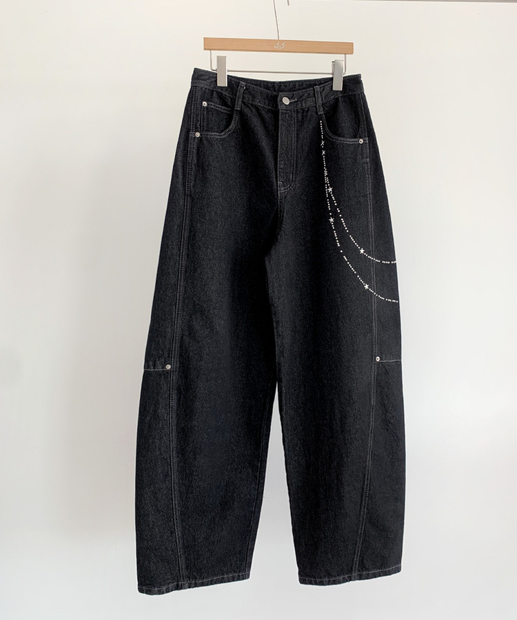 スターキーリングバルーンデニムパンツ