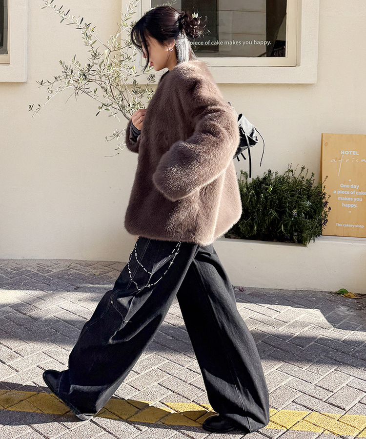 スターキーリングバルーンデニムパンツ BLACK DENIM