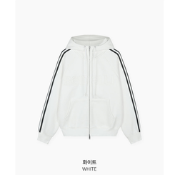 【起毛】クルーラインフードジップアップ