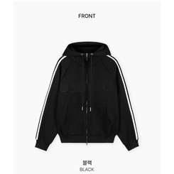 【起毛】クルーラインフードジップアップ