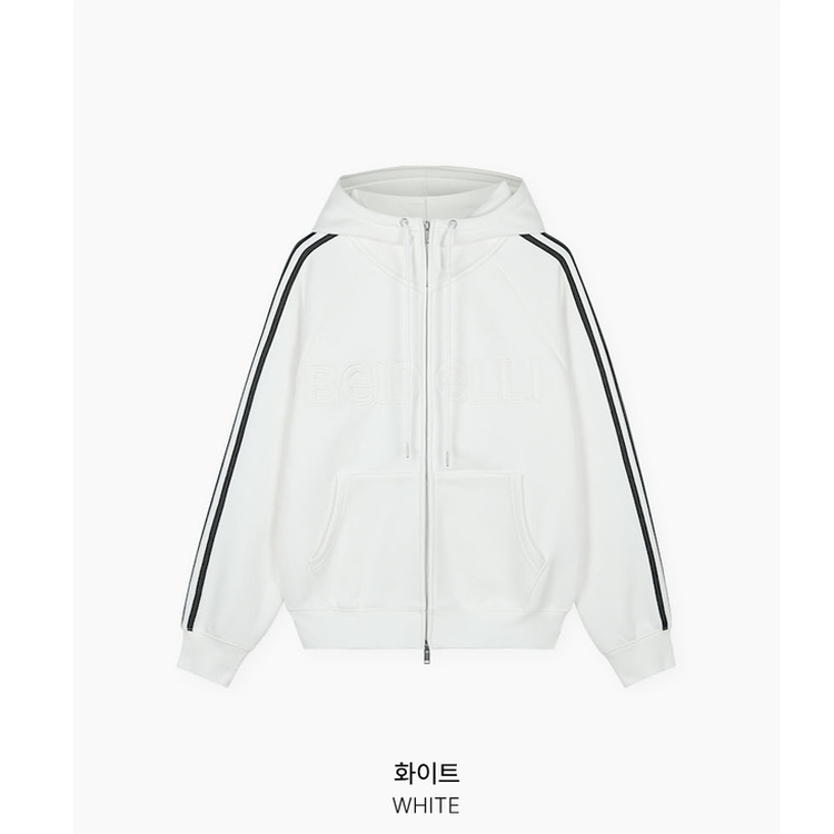 【起毛】クルーラインフードジップアップ