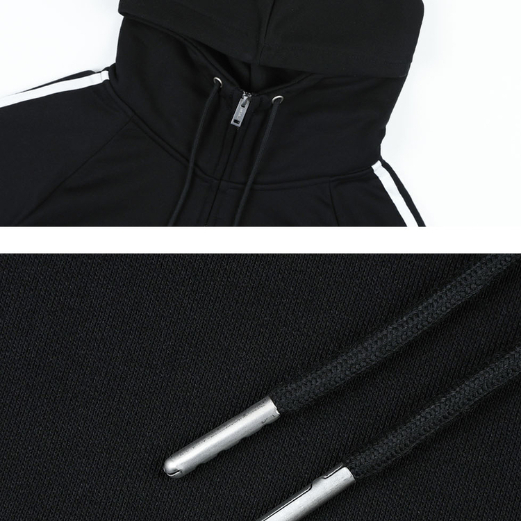 【起毛】クルーラインフードジップアップ