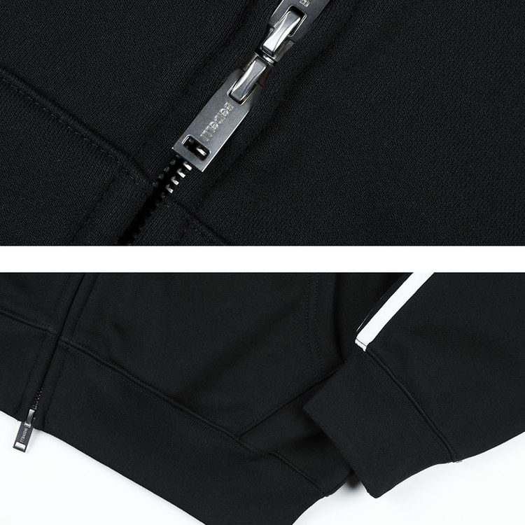 【起毛】クルーラインフードジップアップ