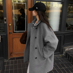 ハイネックミディコート GREY