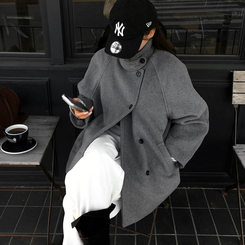 ハイネックミディコート GREY