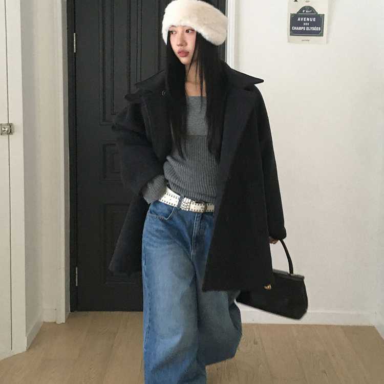 ハイネックミディコート CHARCOAL