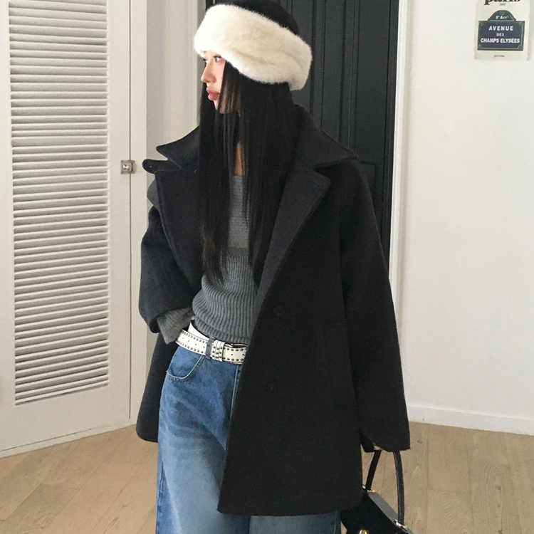 ハイネックミディコート CHARCOAL