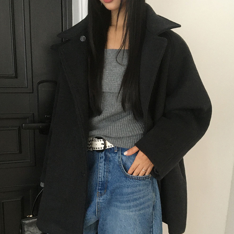 ハイネックミディコート CHARCOAL