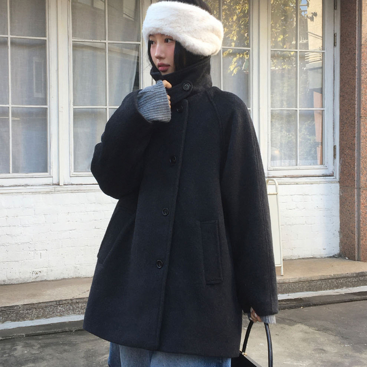 ハイネックミディコート CHARCOAL