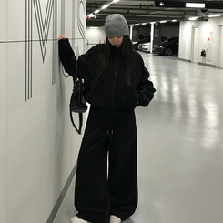 【SET着用可能】ジップアップフリースセット BLACK