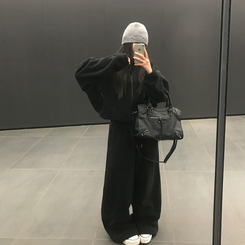 【SET着用可能】ジップアップフリースセット BLACK