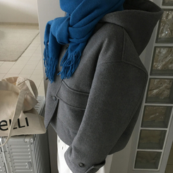 フードウールショートコート GREY