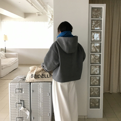 フードウールショートコート GREY