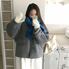 フードウールショートコート GREY