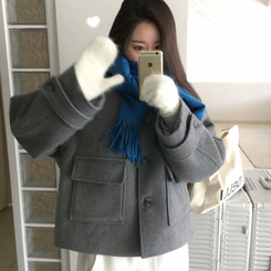 フードウールショートコート GREY