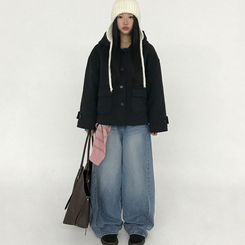 フードウールショートコート CHARCOAL