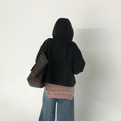 フードウールショートコート CHARCOAL