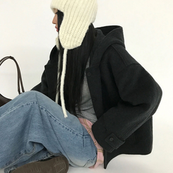 フードウールショートコート CHARCOAL