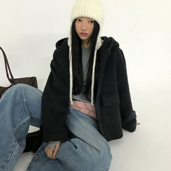 フードウールショートコート CHARCOAL