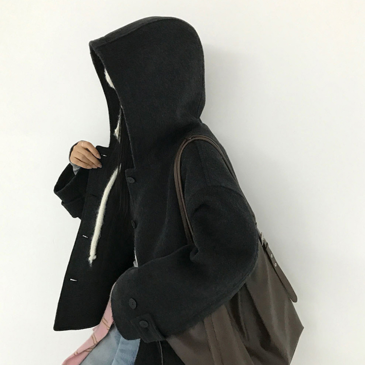 フードウールショートコート CHARCOAL