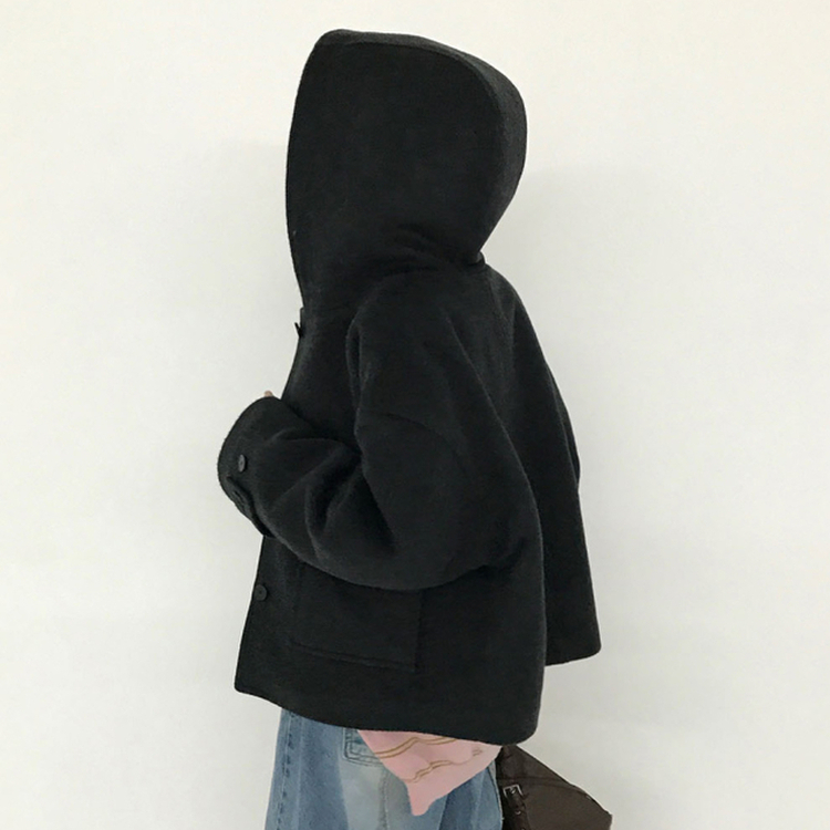 フードウールショートコート CHARCOAL