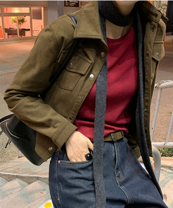 【起毛】コーデュロイスリムシャツ KHAKI BROWN