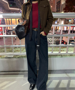 【起毛】コーデュロイスリムシャツ KHAKI BROWN