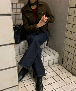 【起毛】コーデュロイスリムシャツ KHAKI BROWN