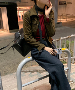 【起毛】コーデュロイスリムシャツ KHAKI BROWN