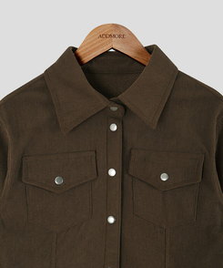 【起毛】コーデュロイスリムシャツ