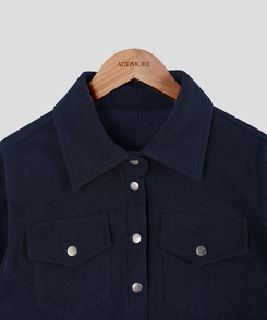 【起毛】コーデュロイスリムシャツ