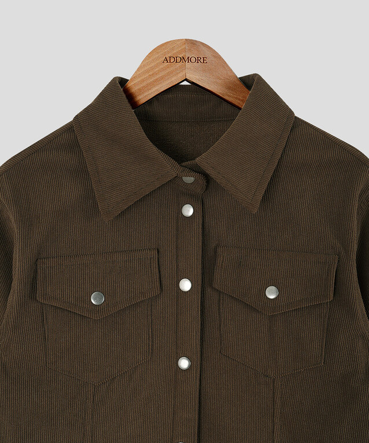 【起毛】コーデュロイスリムシャツ