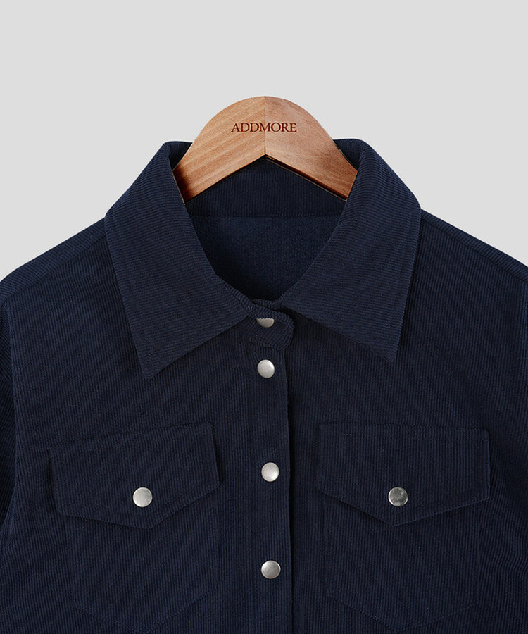 【起毛】コーデュロイスリムシャツ