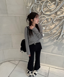 ストライプ長袖Tシャツ BLACK