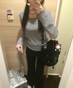 ストライプ長袖Tシャツ BLACK